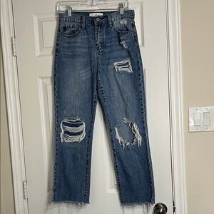 KanCan Blue Distressed Straight Leg Jeans